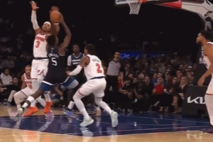 极限1抽3！爱德华兹欧洲步拧麻花打成2+1 唐斯补防稍慢帽到空气