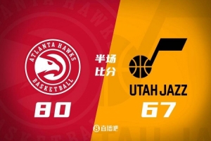 半场战报-老鹰80-67领先爵士 约翰逊22+5+8+5断 马尔卡宁25分
